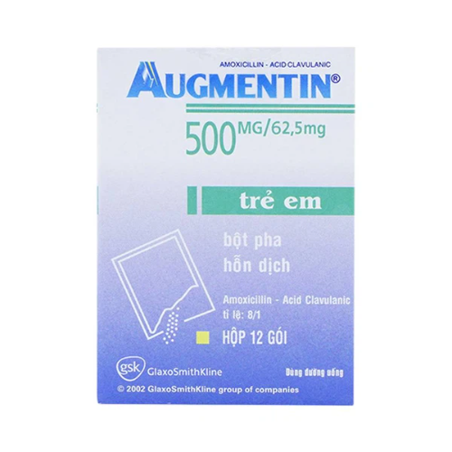 Thuốc Augmentin 500mg/62,5mg GSK điều trị ngắn hạn các nhiễm khuẩn (12 gói)